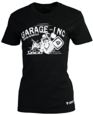 Women's moto t-shirt SECA GARAGE BLACK