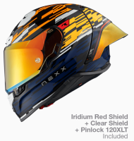 Casca NEXX X.R3R GLITCH RACER ORANGE ALBASTRU