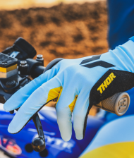 Mănuși de motocross THOR SPORTMODE ICONIC ALBASTRU/GALBEN