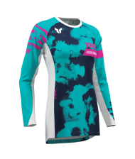 Γυναικεία φανέλα motocross THOR LAUNCHMODE BLEACH ΛΕΥΚΟ/ΓΑΛΑΖΙΟ