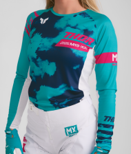 Γυναικεία φανέλα motocross THOR LAUNCHMODE BLEACH ΛΕΥΚΟ/ΓΑΛΑΖΙΟ