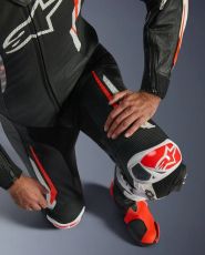 ALPINESTARS GP TECH V5 BLACK/WHITE/FLUO RED leather kit